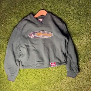 Vintage Mickey & Co Disney Sweatshirt Forest Green V-Neck Plaid Patch 90s Large